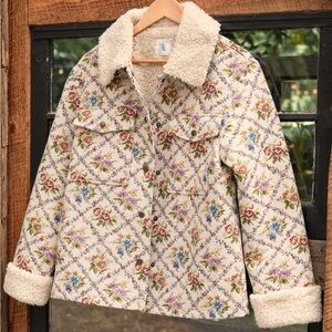 NWT Altar’d State Tapestry Floral Sherpa-Lined Jacket Coat X-Large